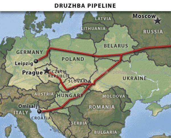 Карта нефтепроводов дружба