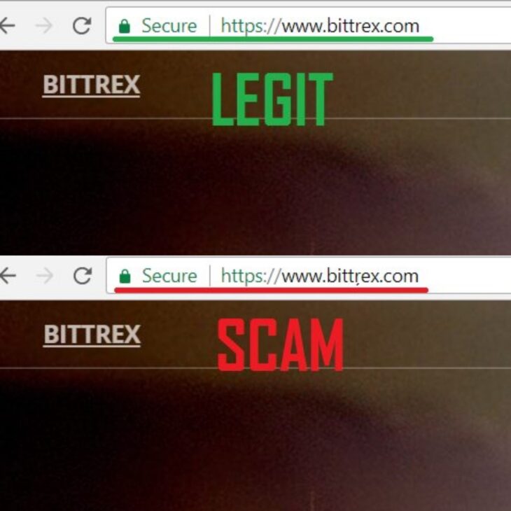 Bittrex - настоящая и поддельная биржа криптовалют. Фото из твиттера @LukasStefanko